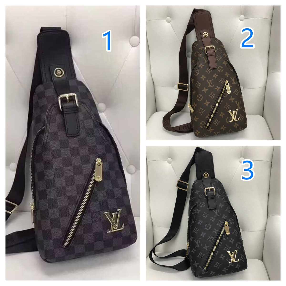 LOUIS VUITTON　ルイ ヴィトン　アヴェニュー スリングバッグ　ダミエ　メンズバッグ　3色入り　男性　送料込み