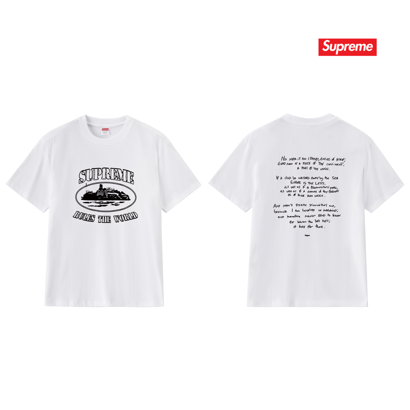 SUPREME スーパー ロゴTシャツ メンズ 両面プリント ブラック ホワイト 全2色 - 画像 6