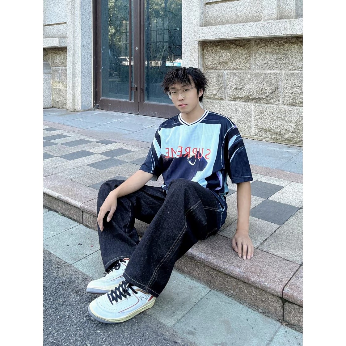 SUPREME スーパーイースト ロゴTシャツ 通勤 旅行 オフショルダー 5TH HURST ブラック 全3色 - 画像 2
