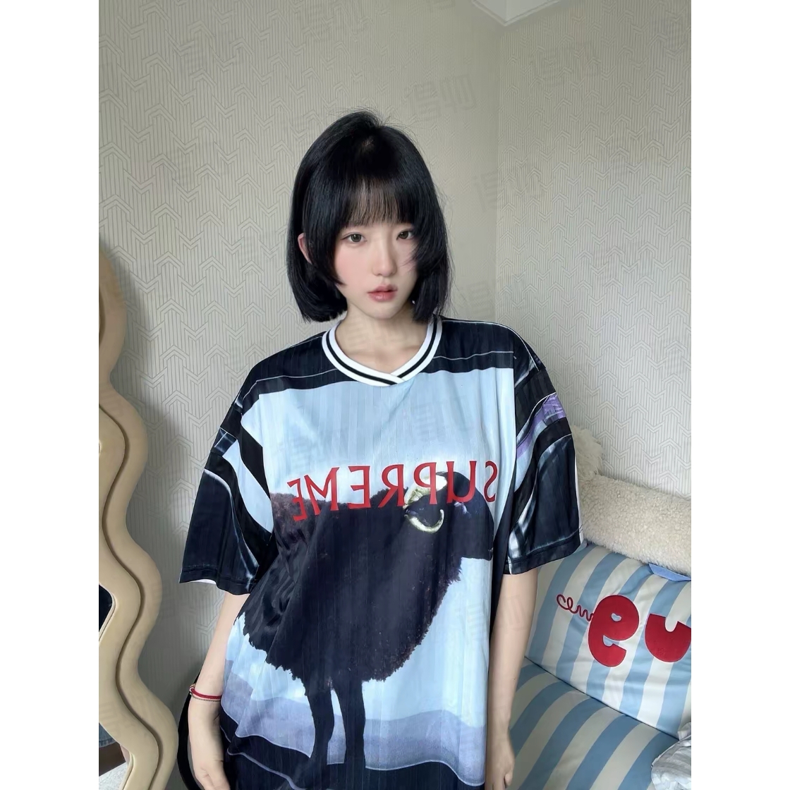 SUPREME スーパーイースト ロゴTシャツ 通勤 旅行 オフショルダー 5TH HURST ブラック 全3色 - 画像 5