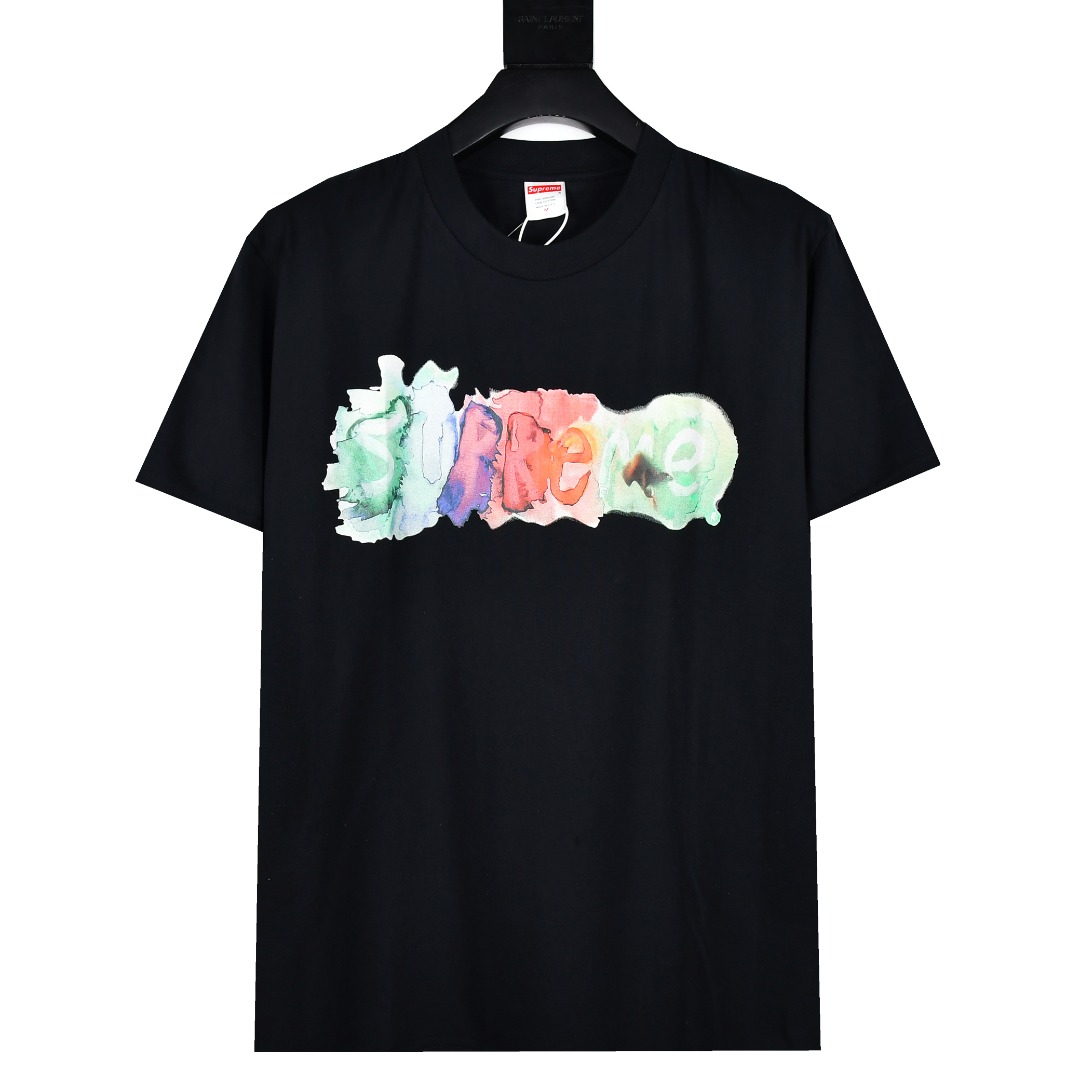 SUPREME スーパー ワンポイントTシャツ 水墨彩色字母印花 半袖Tシャツ 181 全2色 - 画像 2