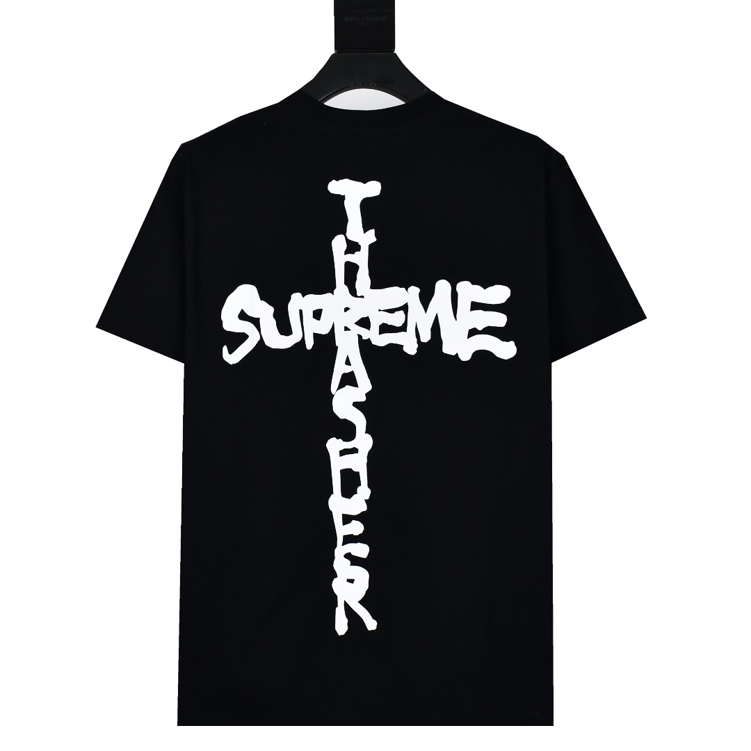 SUPREME スュプリーム フラットTシャツ 本革 ブラック ホワイト - 画像 7