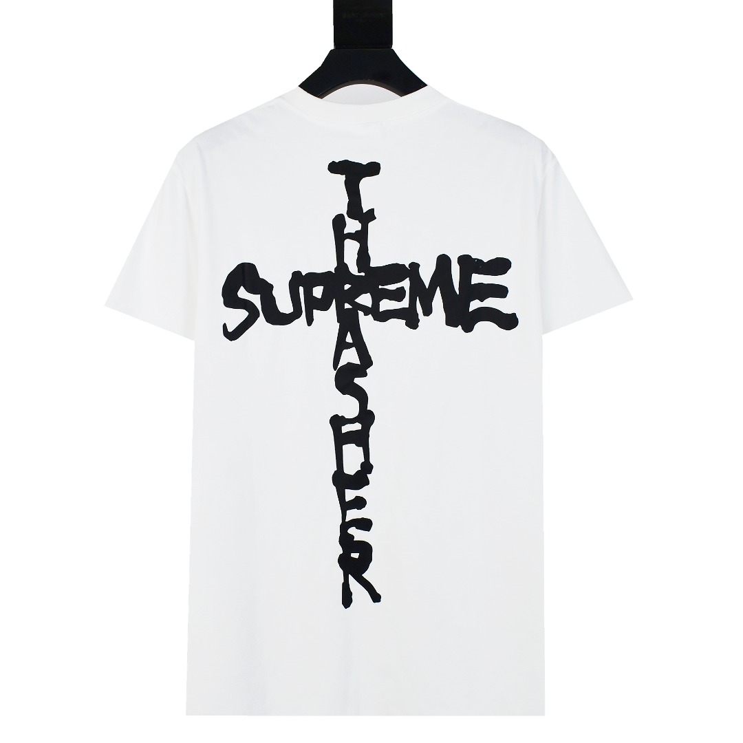 SUPREME スュプリーム フラットTシャツ 本革 ブラック ホワイト - 画像 9