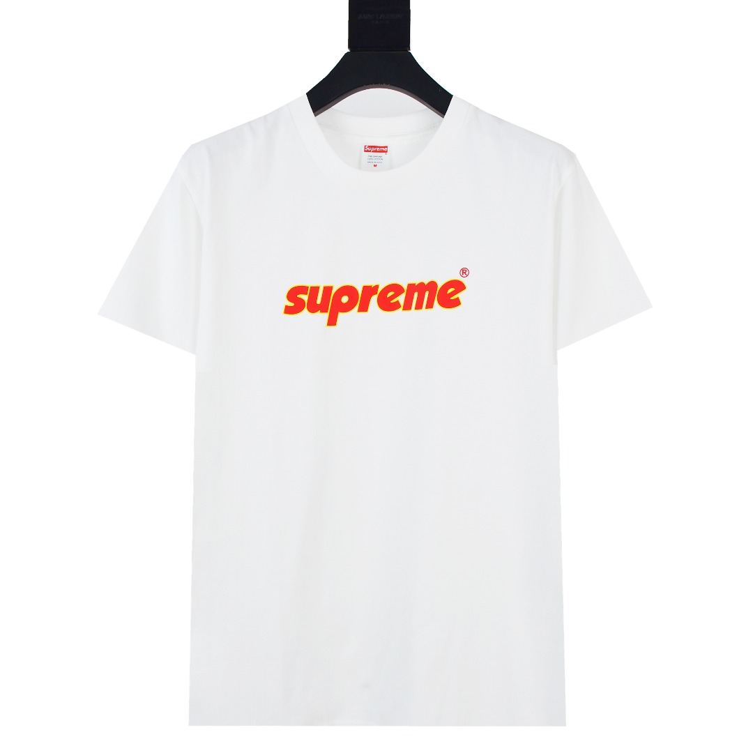 SUPREME スーパーイ ピンラインTシャツ 本革 ブラック 白 全2色 - 画像 2