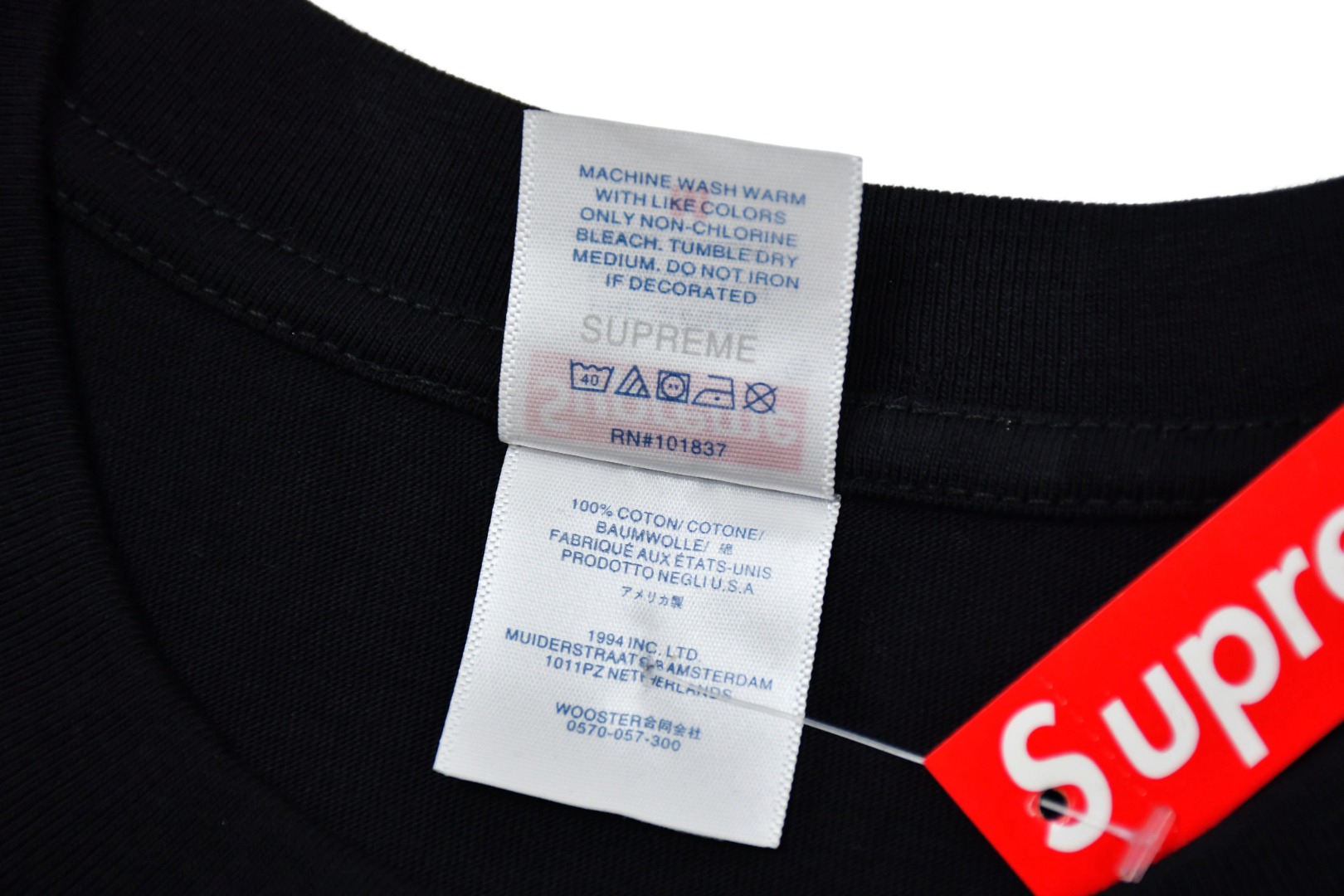 SUPREME スーパー ロゴTシャツ 本革 通勤 通学 ブラック - 画像 4