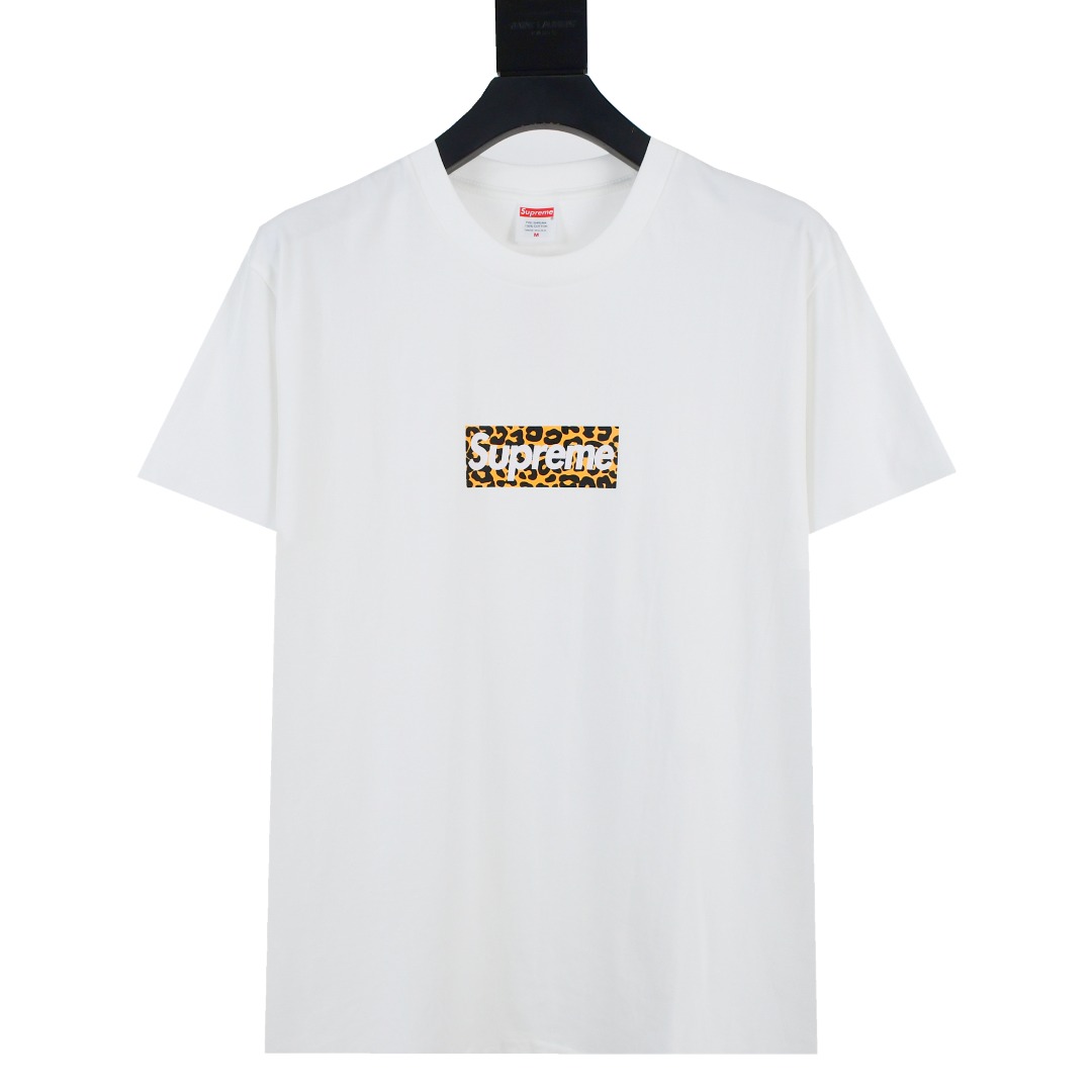 SUPREME スーパー 24ss 上海限定 豹紋 ボックスロゴ Tシャツ ワンポイント 白 全1色