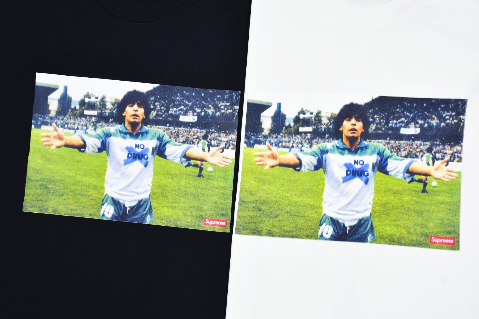 Supreme スーパーイエロー マラドーナTシャツ ホワイト ブラック 全2色 - 画像 4