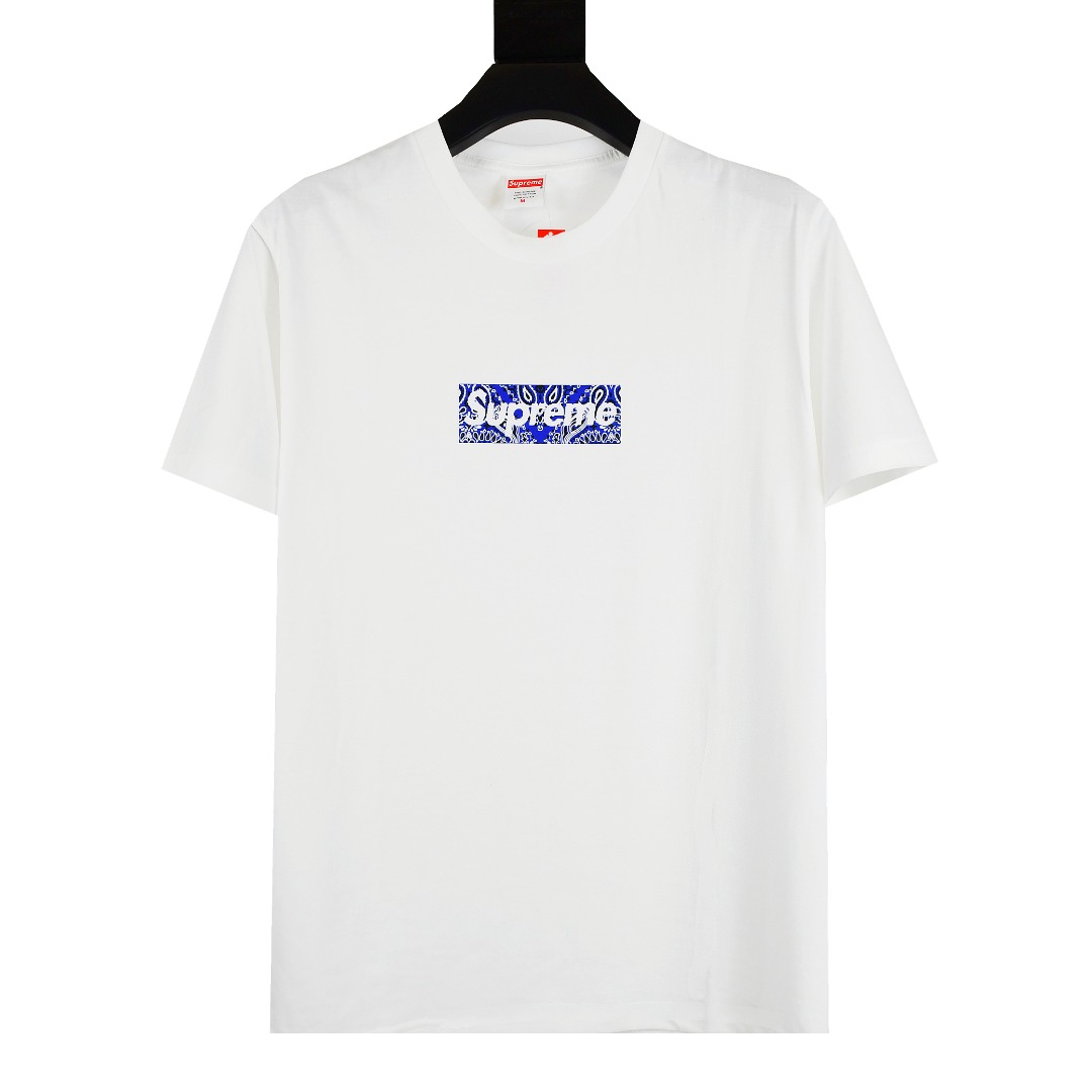 Supreme スープレム バンダナボックスロゴTシャツ ブルー 黒 全2色