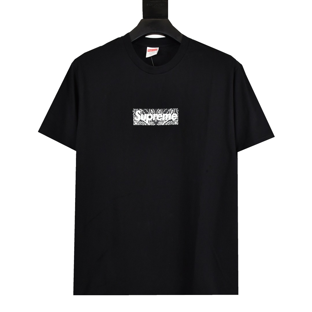 Supreme スープレム バンダナボックスロゴTシャツ ブルー 黒 全2色 - 画像 2