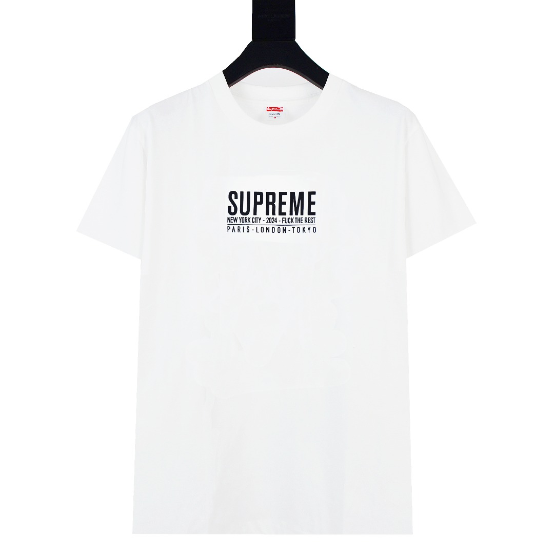 SUPREME スーパー パリ Tシャツ ブラック ウォッシュド加工 2024 ファッ ザ レスト 全2色