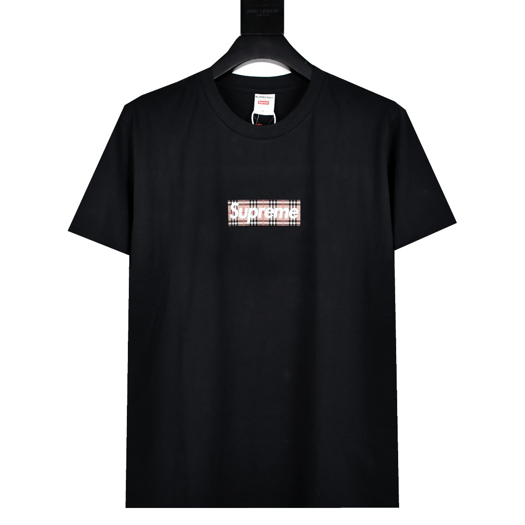 Supreme スュプリーム BURBERRY バーバリー ボックスロゴTシャツ ブラック/ホワイト 全2色