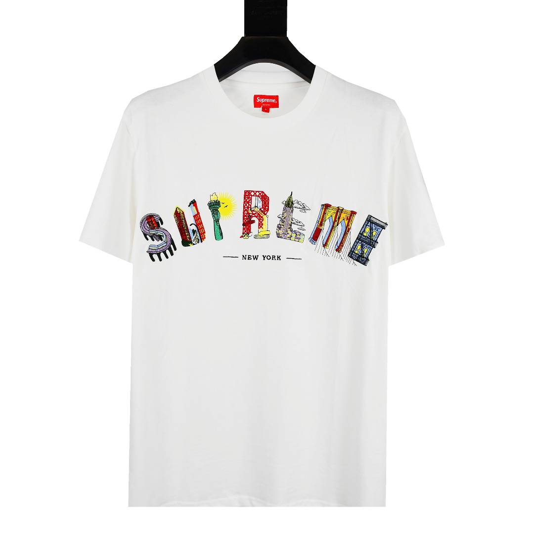 Supreme スュプリーム ロゴTシャツ 本革 ブラック ホワイト 全2色 - 画像 2