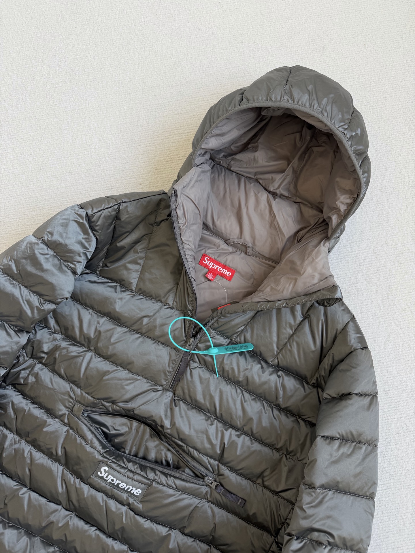 SUPREME スーパー ダウンジャケット 本革 軽量 ブラック - 画像 2