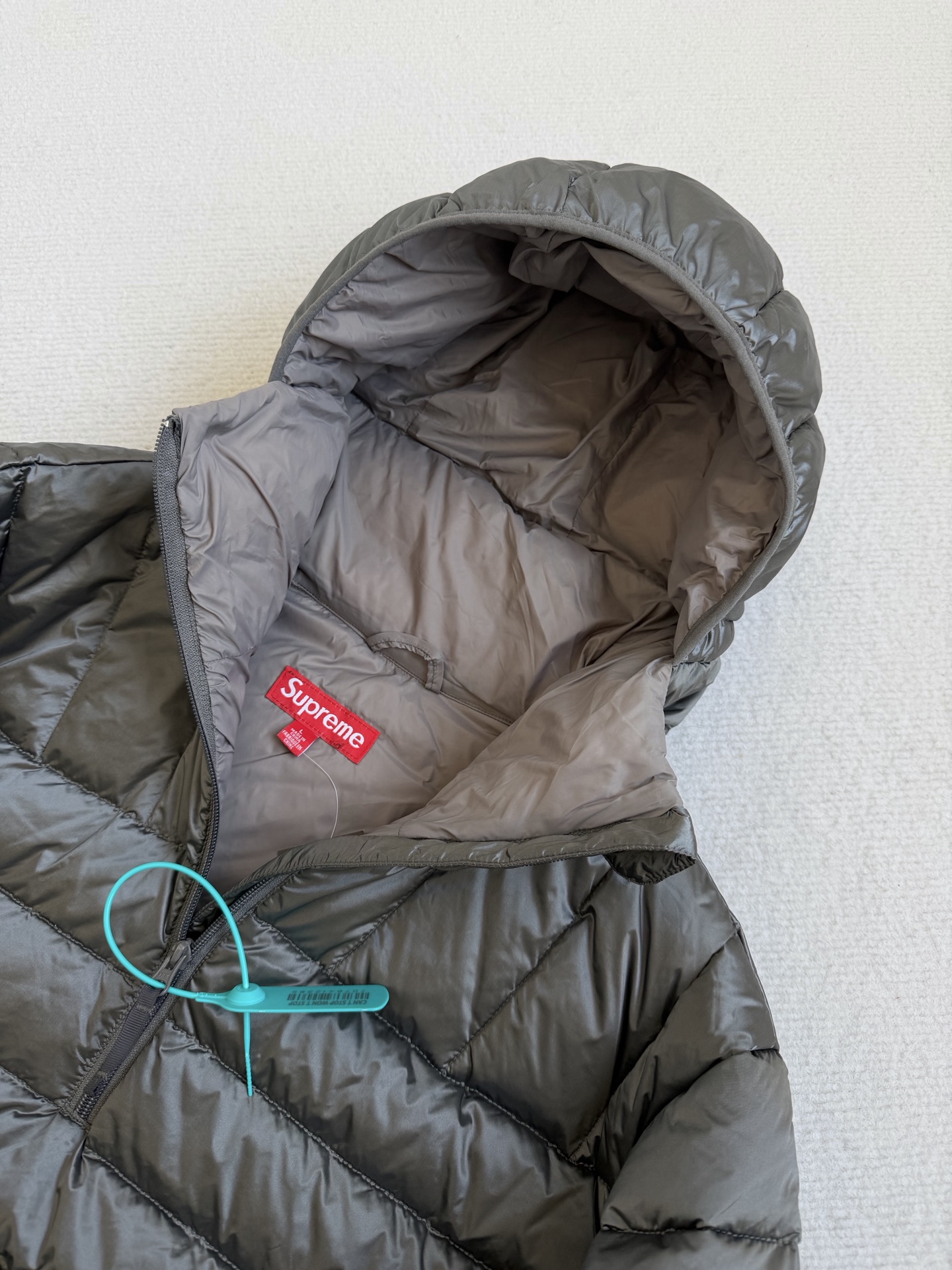 SUPREME スーパー ダウンジャケット 本革 軽量 ブラック - 画像 3