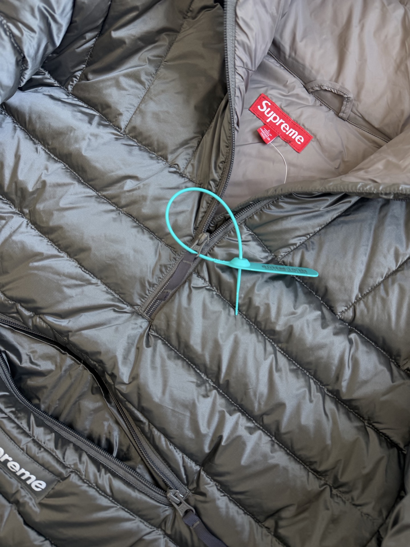 SUPREME スーパー ダウンジャケット 本革 軽量 ブラック - 画像 4