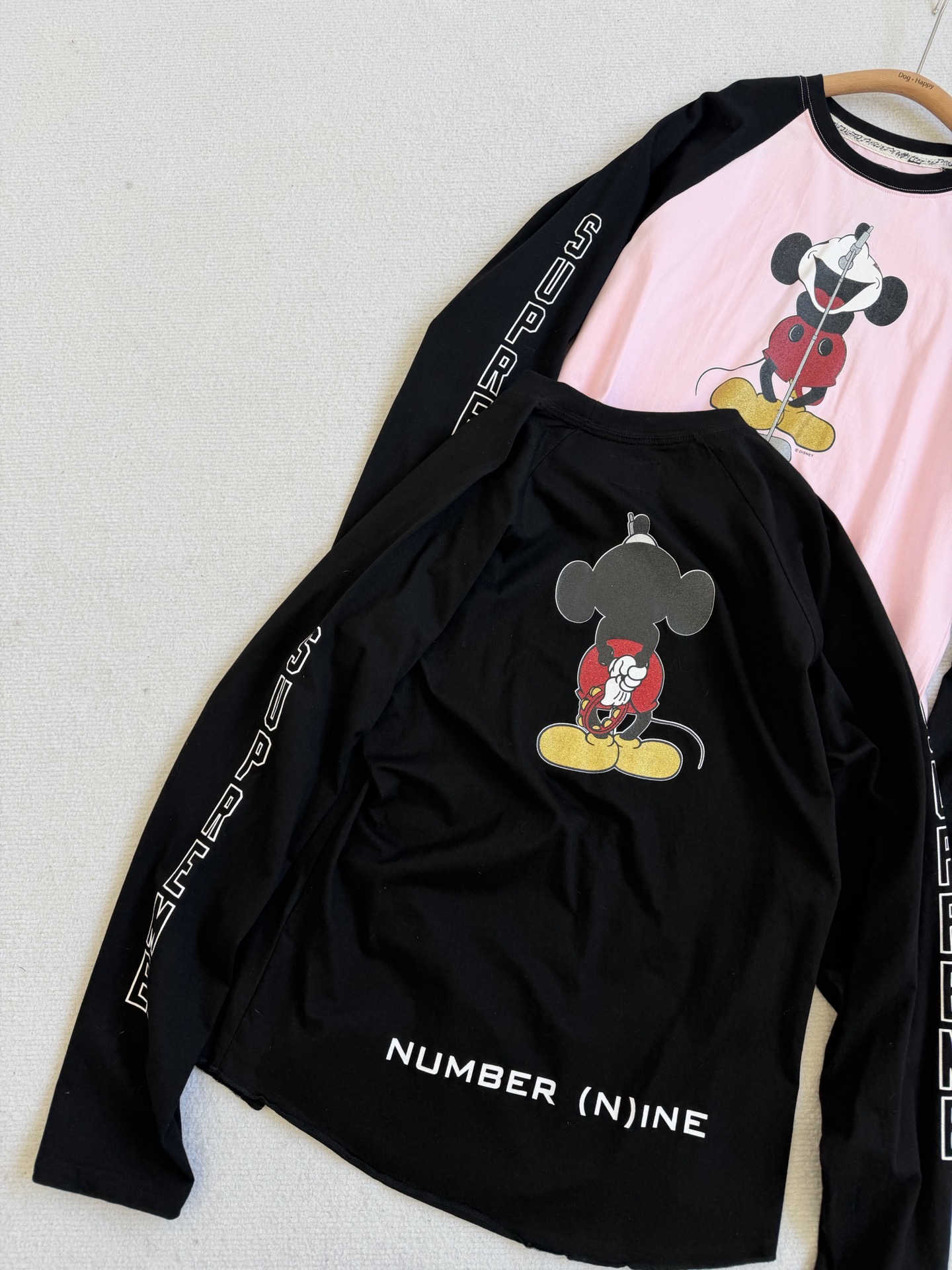 NUMBER (N)INE ナンバーナイン ミッキーマウス ロングスリーブTシャツ ブラック ピンク 全2色