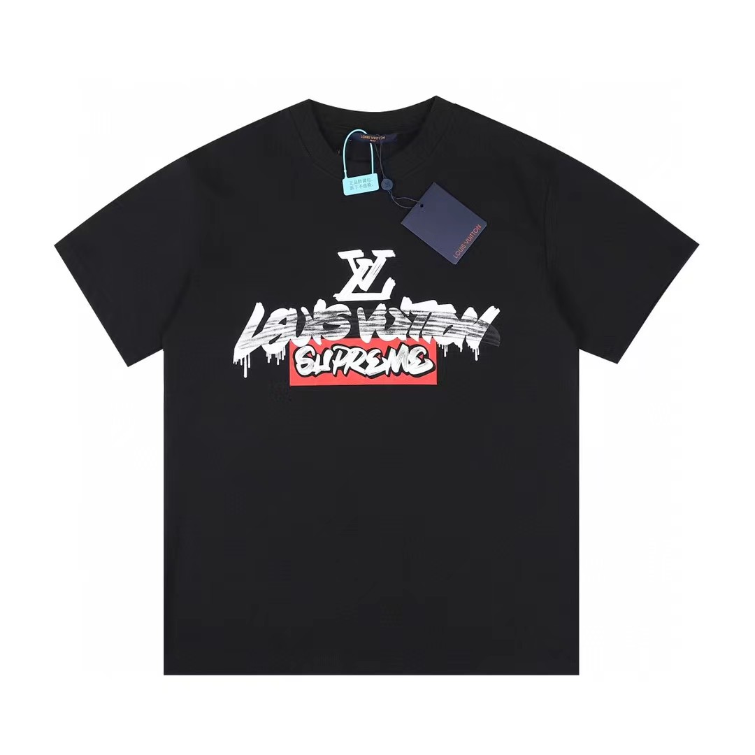 LOUIS VUITTON ルイヴィトン グラフィックTシャツ ロゴプリント ブラック