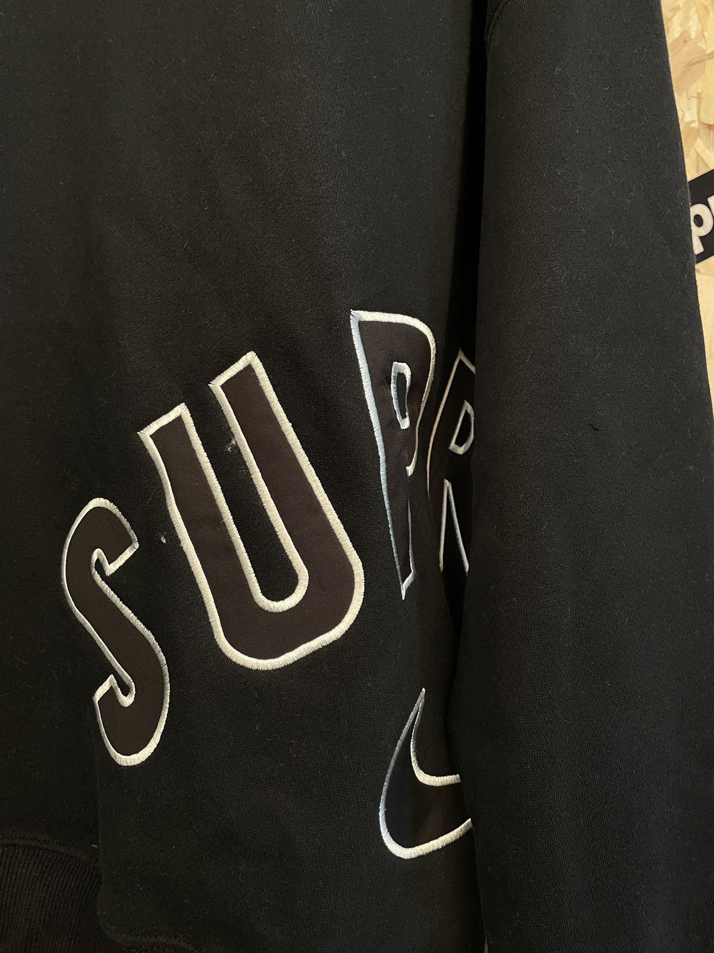 SUPREME スーパー�� + NIKE ナイキ + スウェットシャツ + 刺繍 + 加厚 + 黒色 - 画像 3