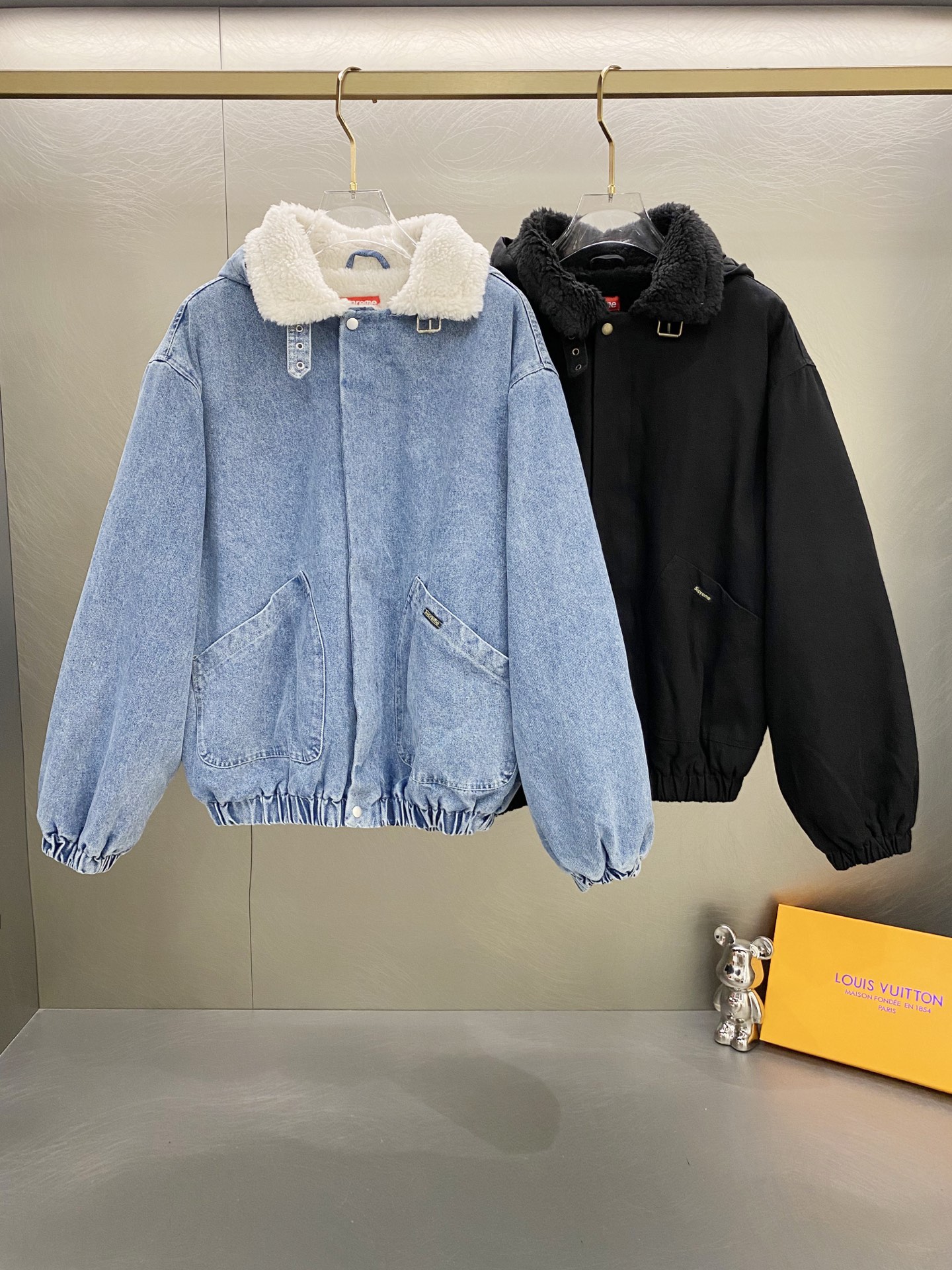 Supreme スュプリーム フーディー ファー付き デニムジャケット ブラック ベージュ 全2色