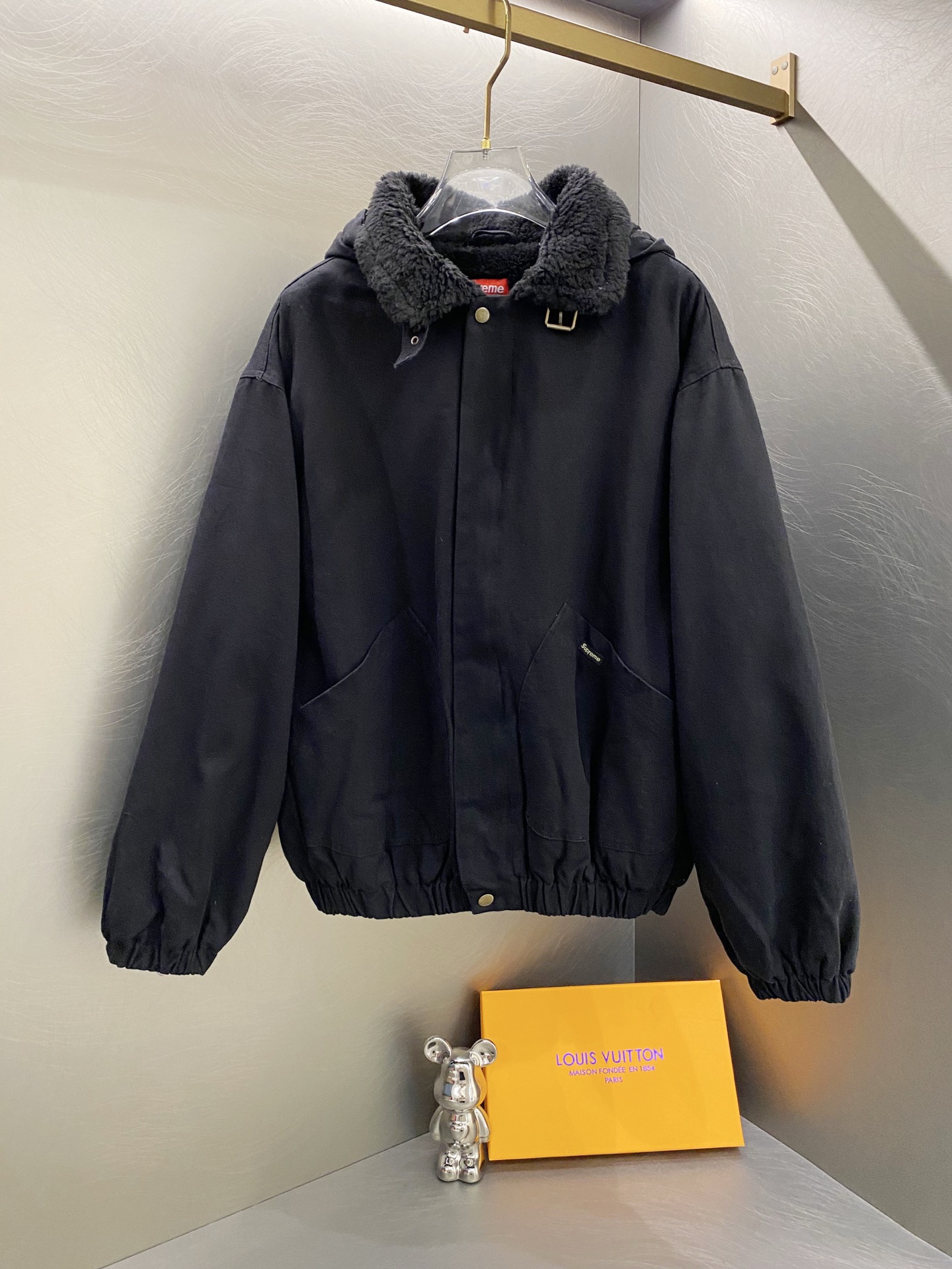 Supreme スュプリーム フーディー ファー付き デニムジャケット ブラック ベージュ 全2色 - 画像 8