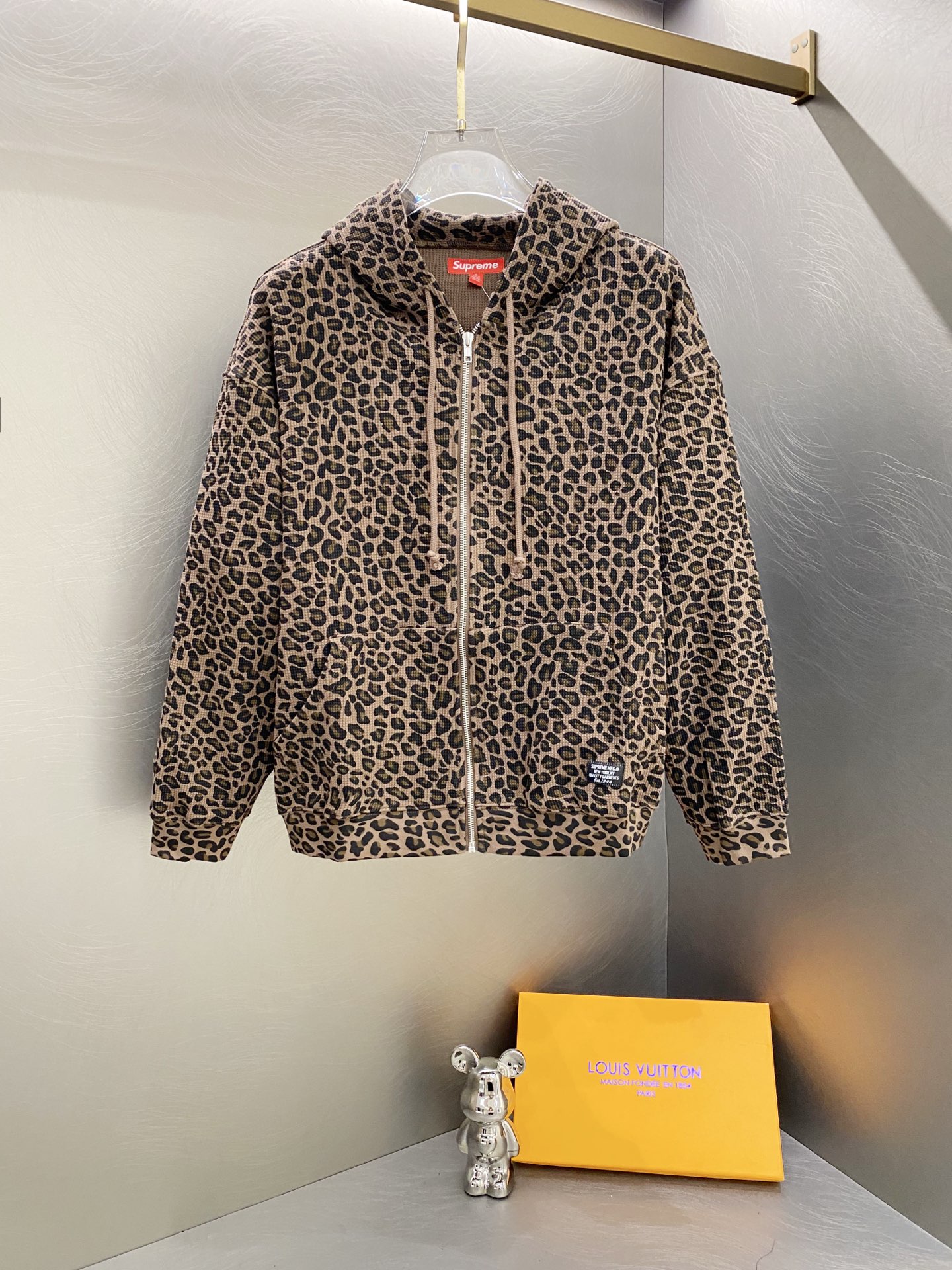 SUPREME スュプレム フード付きスウェットシャツ ワッフル生地 シリコン加工 ブラック