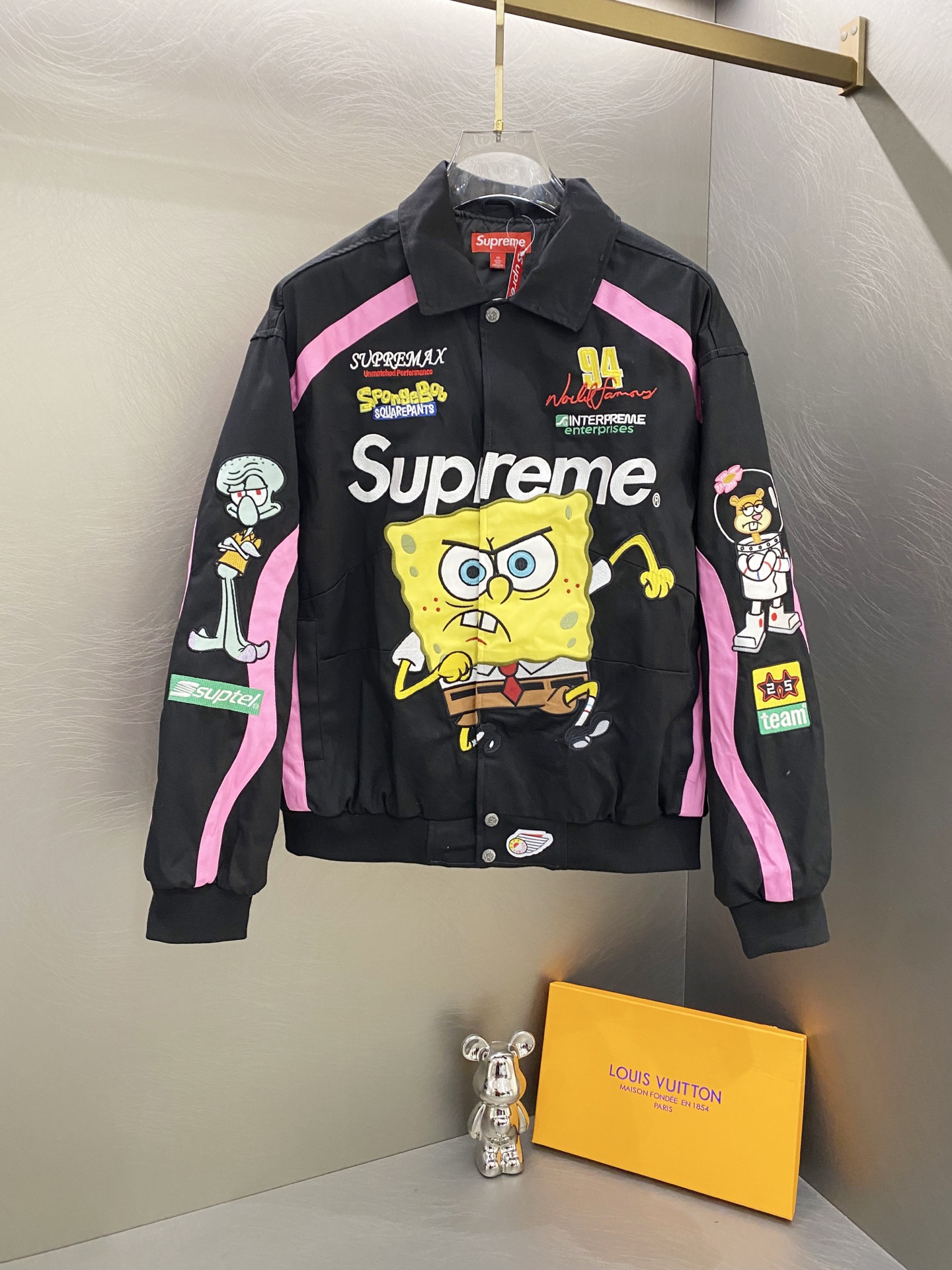 SUPREME スーパー ファッションジャケット スpongeBob スクウェアパンツ コラボ 94 号 ブラック ホワイト ピンク 全3色 - 画像 8