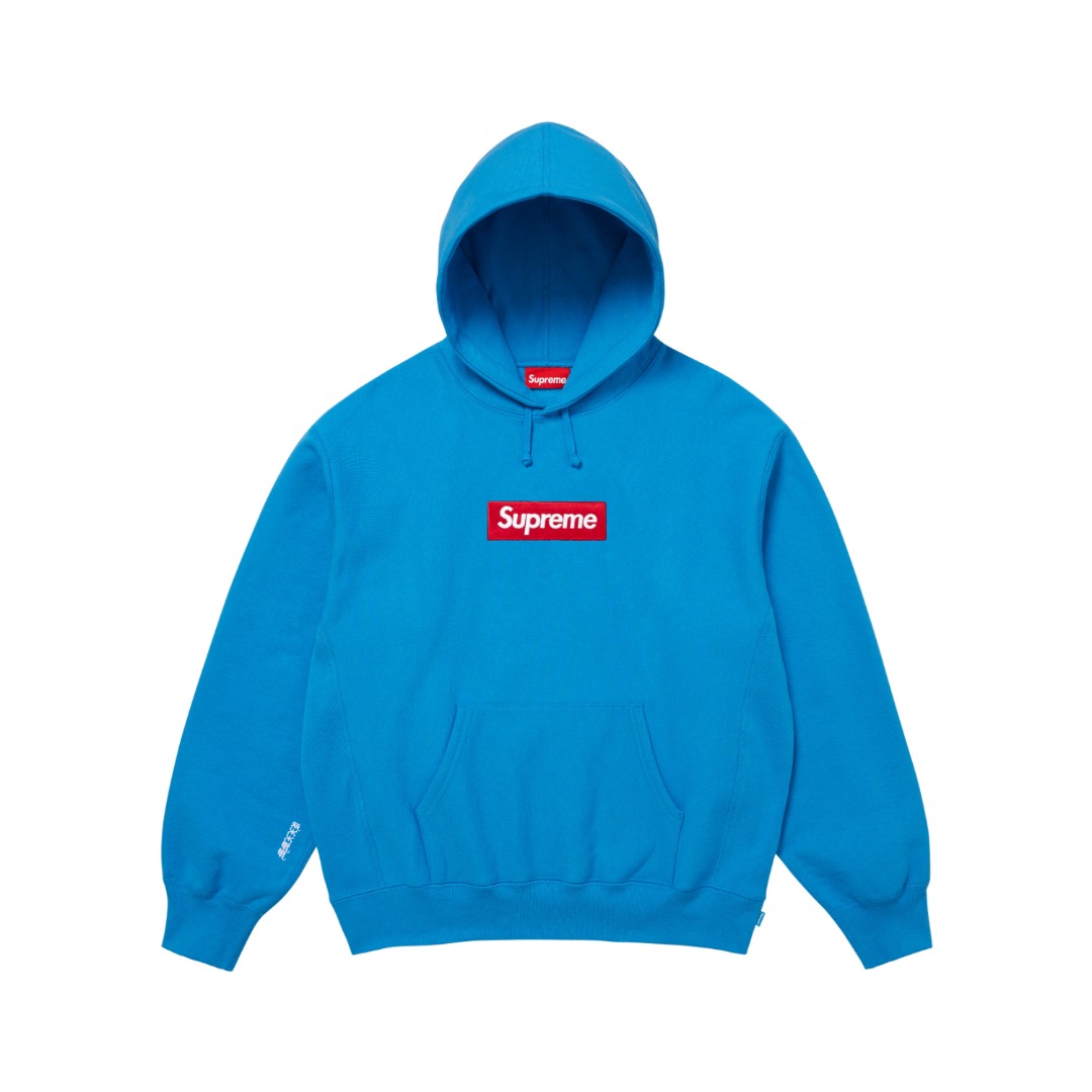 SUPREME スーパー�� + ロゴパネル フーディ 本革 ブラック 全7色