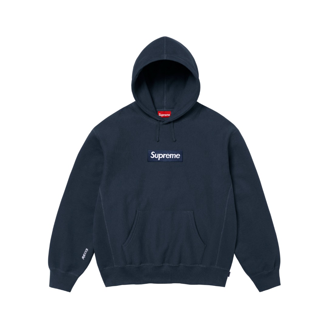 SUPREME スーパー�� + ロゴパネル フーディ 本革 ブラック 全7色 - 画像 9