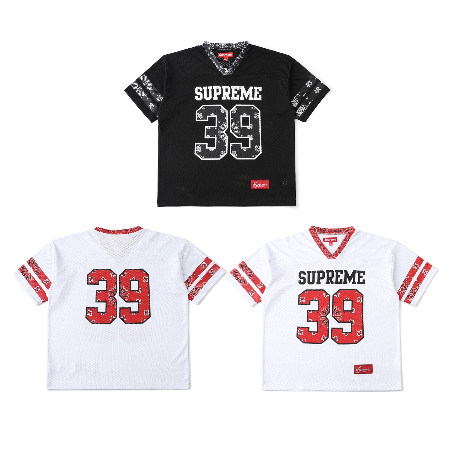 SUPREME スーパー フラットシューズ バンダナ柄 39 ブラック ホワイト レッド 全3色