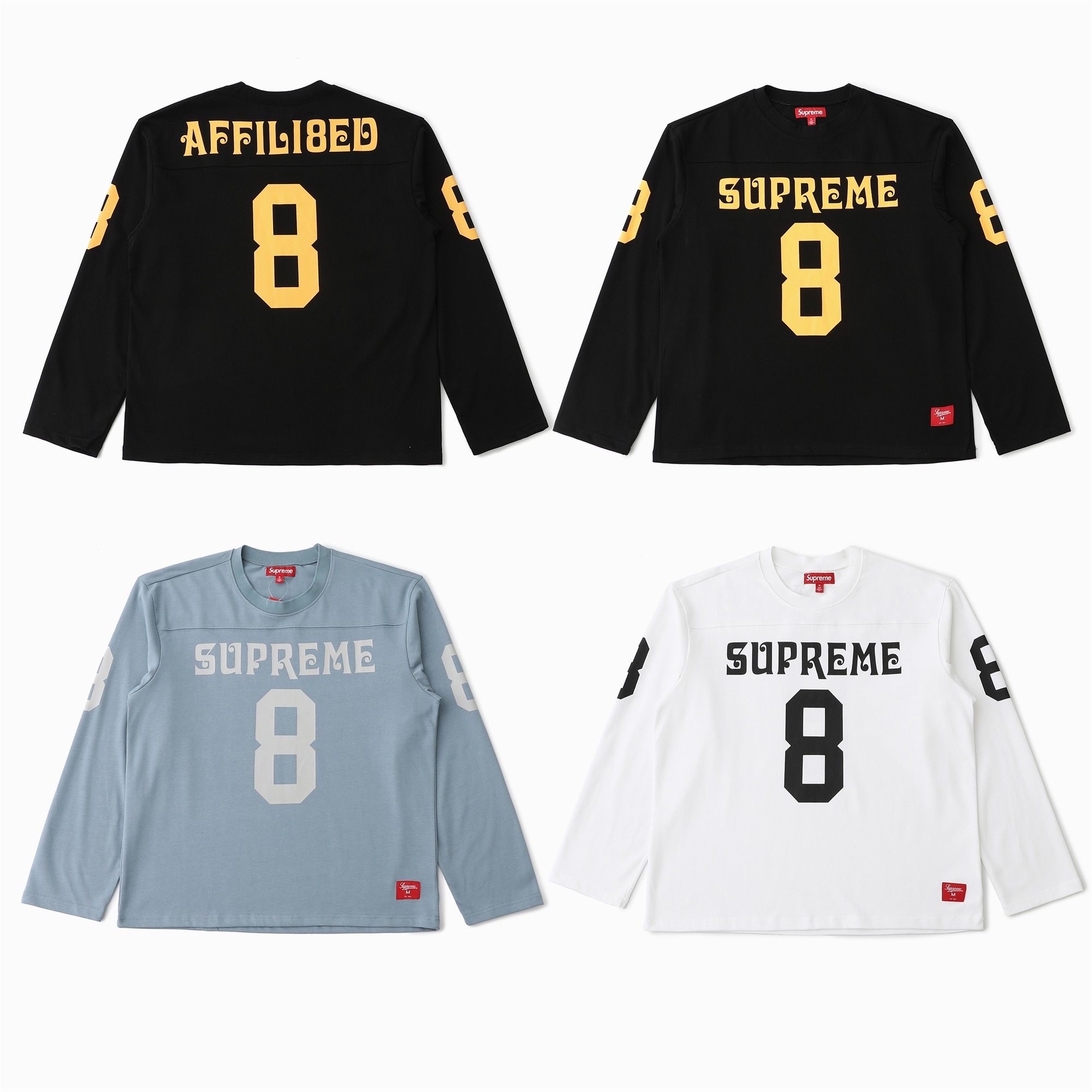SUPREME スーパー�� + サイズ: M + ロングスリーブTシャツ + ファッションTシャツ + ブラック ホワイト ネイビー ダークグレー 全4色