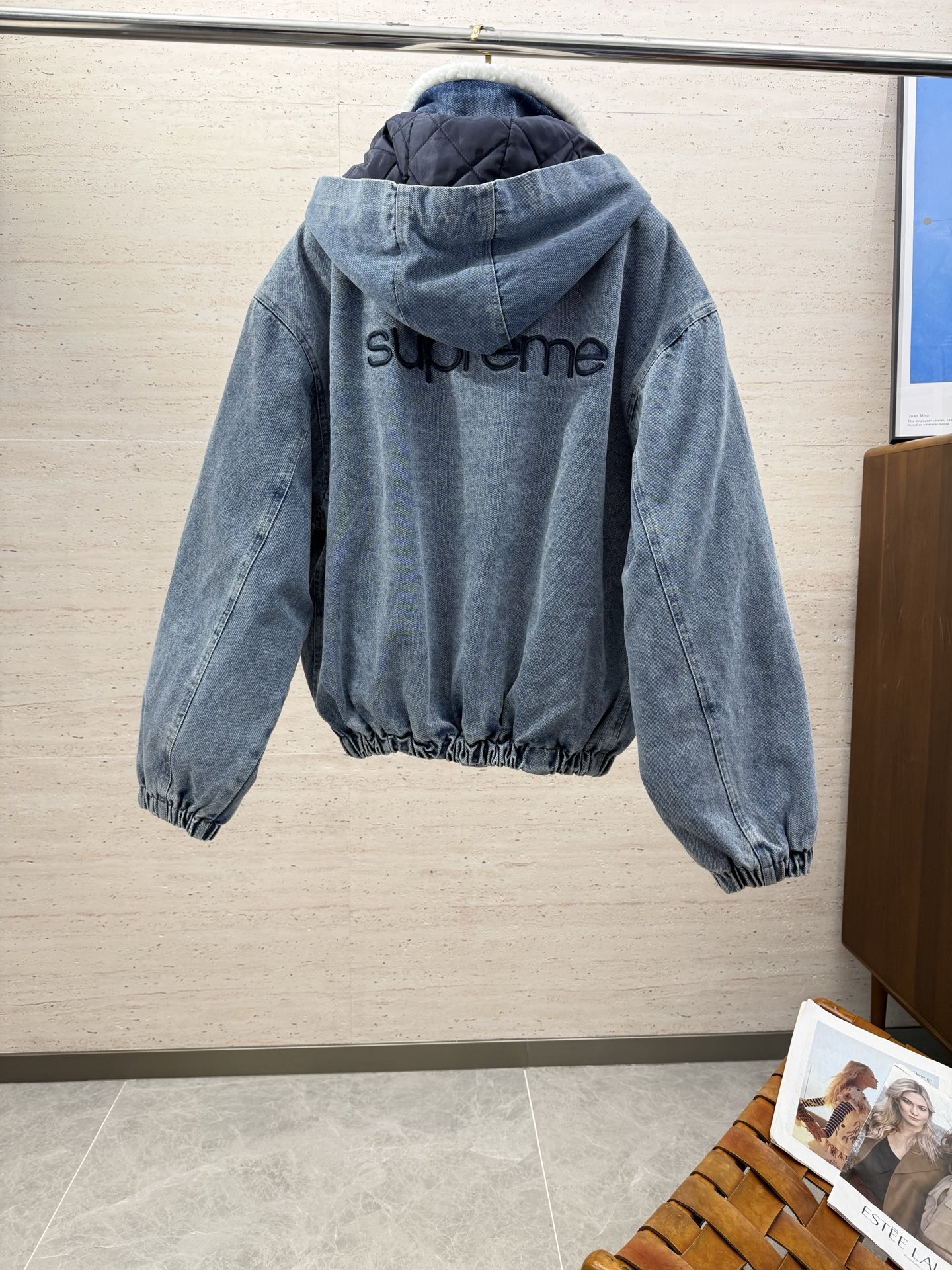 SUPREME スプリーム デニムジャケット 本革 フード付き 保温 全2色 - 画像 7