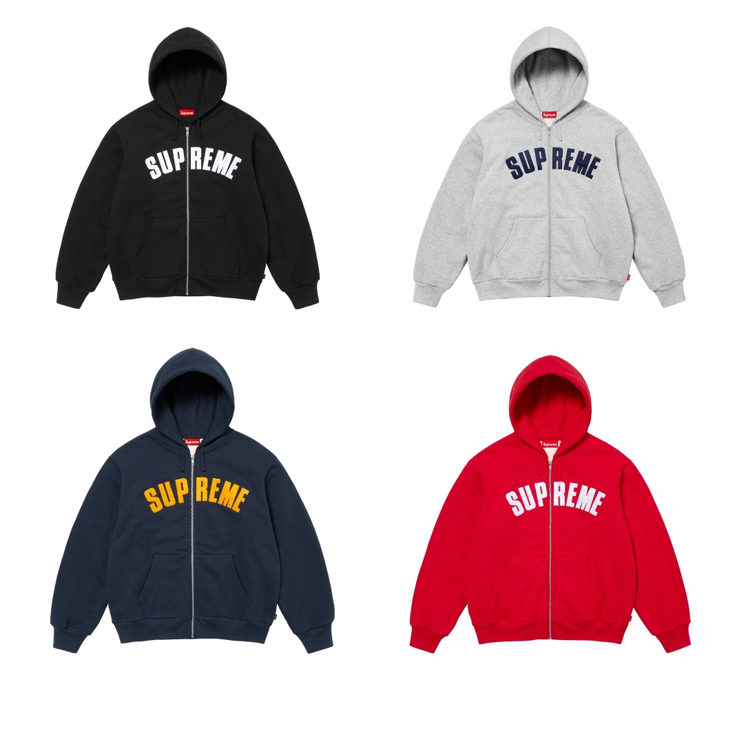 SUPREME スゥプリーム ARC THERMAL LINED ZIP UP HOODED フリース裏地 フード付きスウェット 全4色