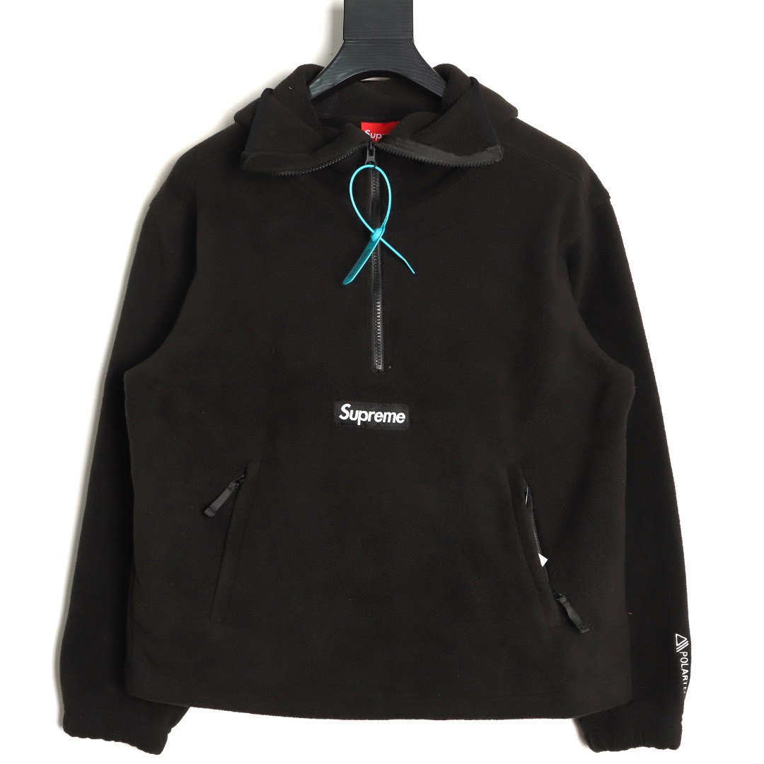 SUPREME スーパーイースト フルジップパーカー 本革 ブラック