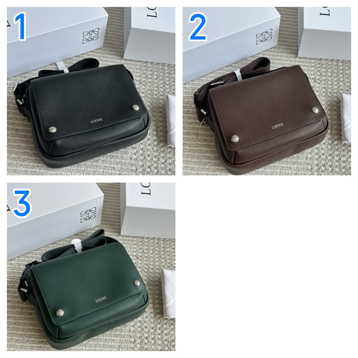 ロエベ メンズ ミニショルダーバッグ 3色入 🖤💚☕️