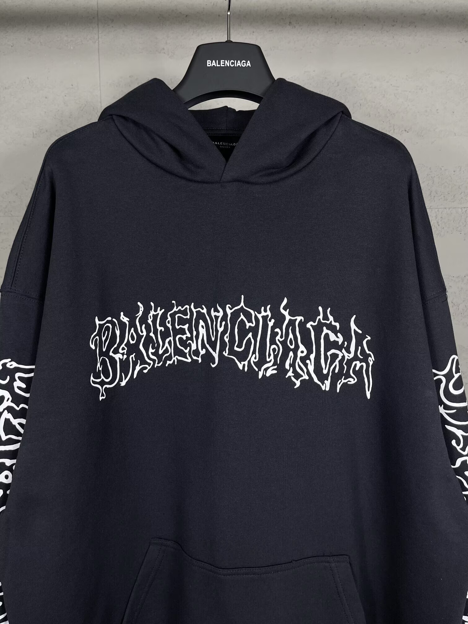 BALENCIAGA バレンシアガ ハローファン ロゴプリント フラットカット ロゴ オーバーサイズ リブ カジュアル パーカー - 画像 3