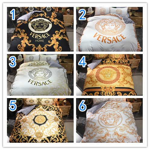 Versace ヴェルサーチ　掛け布団カバーセット4点　ダブルサイズ/キングサイズベッド　綿生地ベッドカバー　新居寝具用品　選べる6種