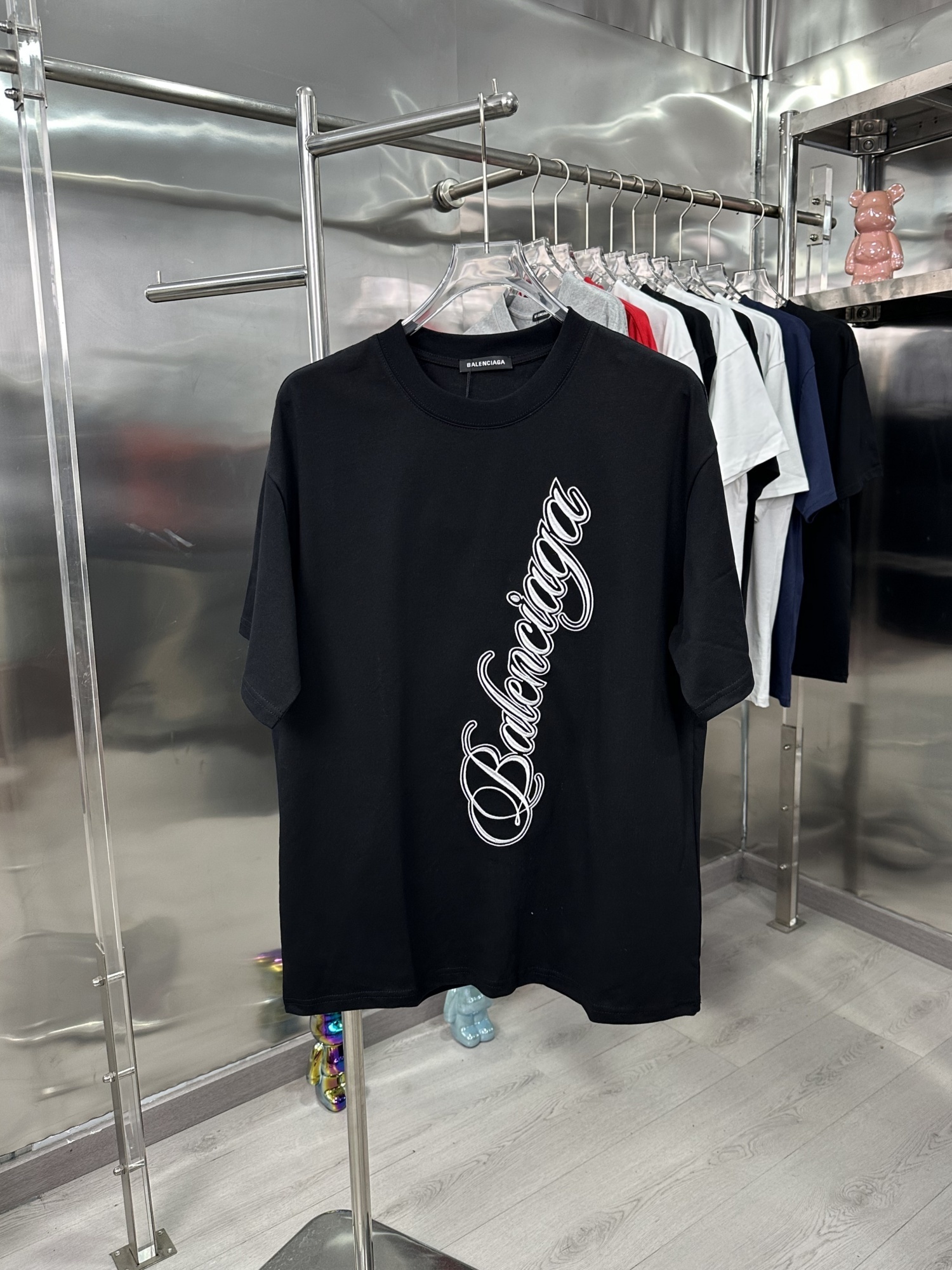 BALENCIAGA バレンシアガ Tシャツ シンプル 刺繍 クルーネックTシャツ シャツ 半袖Tシャツ カップルコーデ Tshirt 男女兼用 M-XXXL - 画像 3