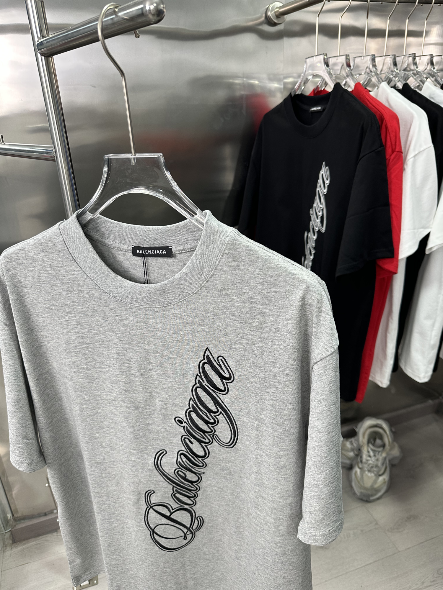 BALENCIAGA バレンシアガ Tシャツ シンプル 刺繍 クルーネックTシャツ シャツ 半袖Tシャツ カップルコーデ Tshirt 男女兼用 M-XXXL - 画像 5