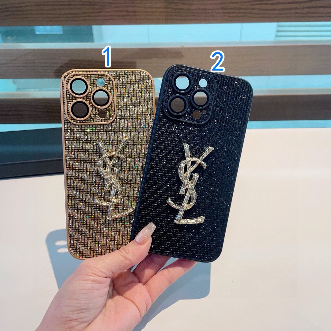 iPhoneケースYSL ラインストーン iPhoneケース 2色入