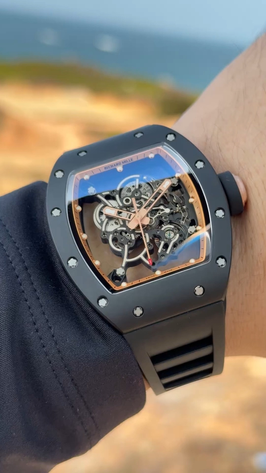 RICHARD MILLE リチャードミラー メンズ腕時計 軽量 耐衝撃 ブラック - 画像 1