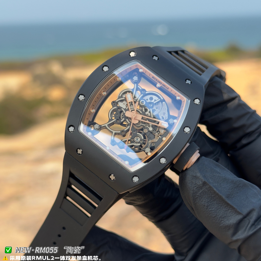 RICHARD MILLE リチャードミラー メンズ腕時計 真飛輪 本革 軽量 ブラック - 画像 3