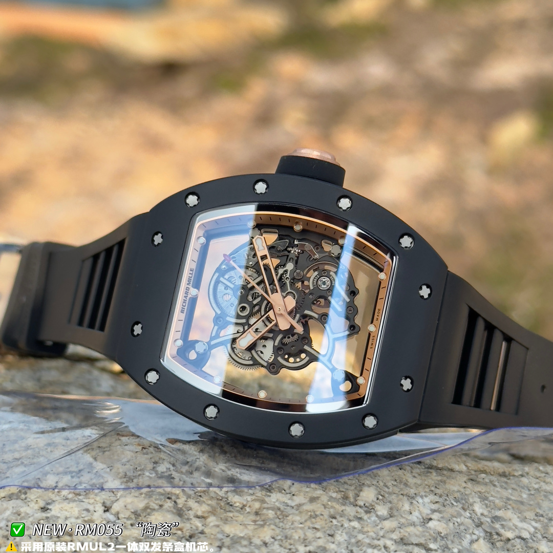 RICHARD MILLE リチャードミラー メンズ腕時計 真飛輪 本革 軽量 ブラック - 画像 4