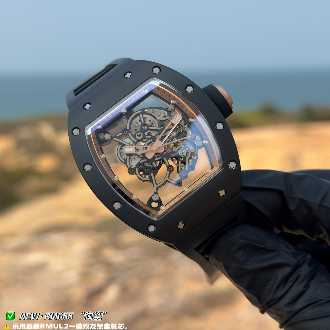 RICHARD MILLE リチャードミラー メンズ腕時計 真飛輪 本革 軽量 ブラック - 画像 6