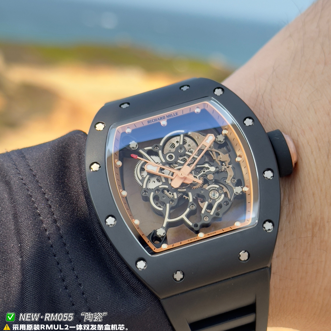 RICHARD MILLE リチャードミラー メンズ腕時計 真飛輪 本革 軽量 ブラック - 画像 7