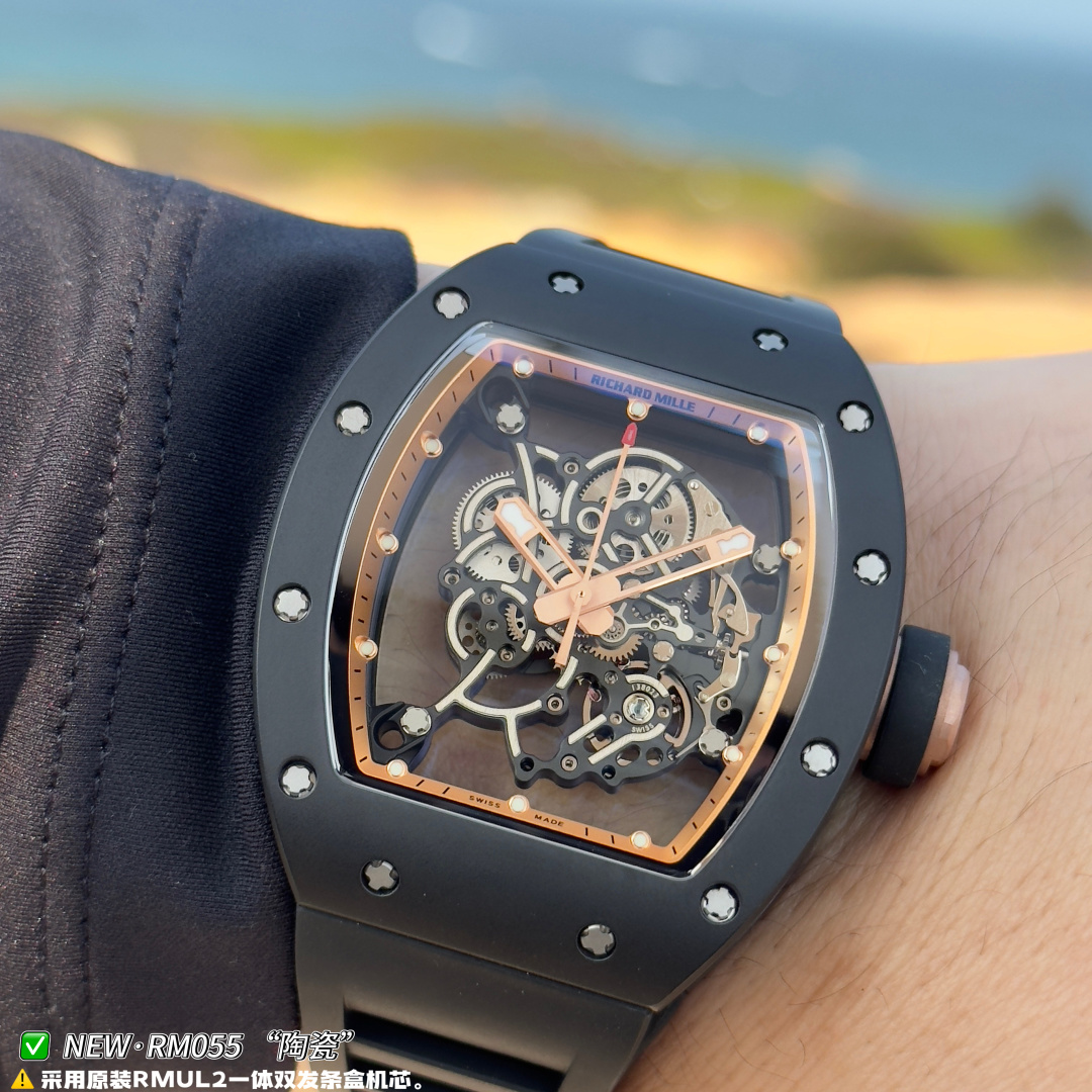 RICHARD MILLE リチャードミラー メンズ腕時計 真飛輪 本革 軽量 ブラック - 画像 8