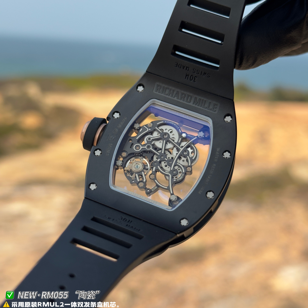 RICHARD MILLE リチャードミラー メンズ腕時計 真飛輪 本革 軽量 ブラック - 画像 9