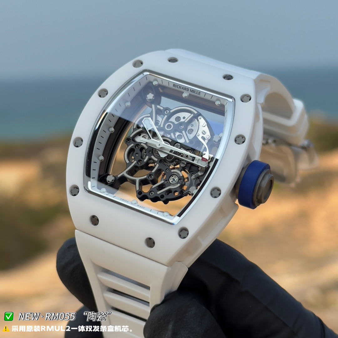 RICHARD MILLE リチャードミラー 腕時計 本革 軽量 通勤 ホワイト - 画像 6