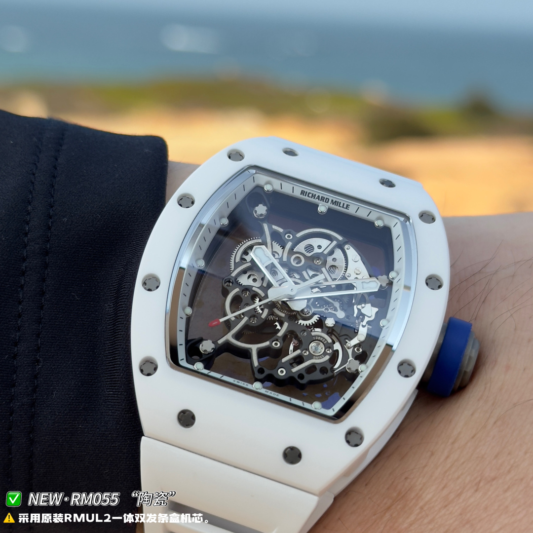 RICHARD MILLE リチャードミラー 腕時計 本革 軽量 通勤 ホワイト - 画像 8