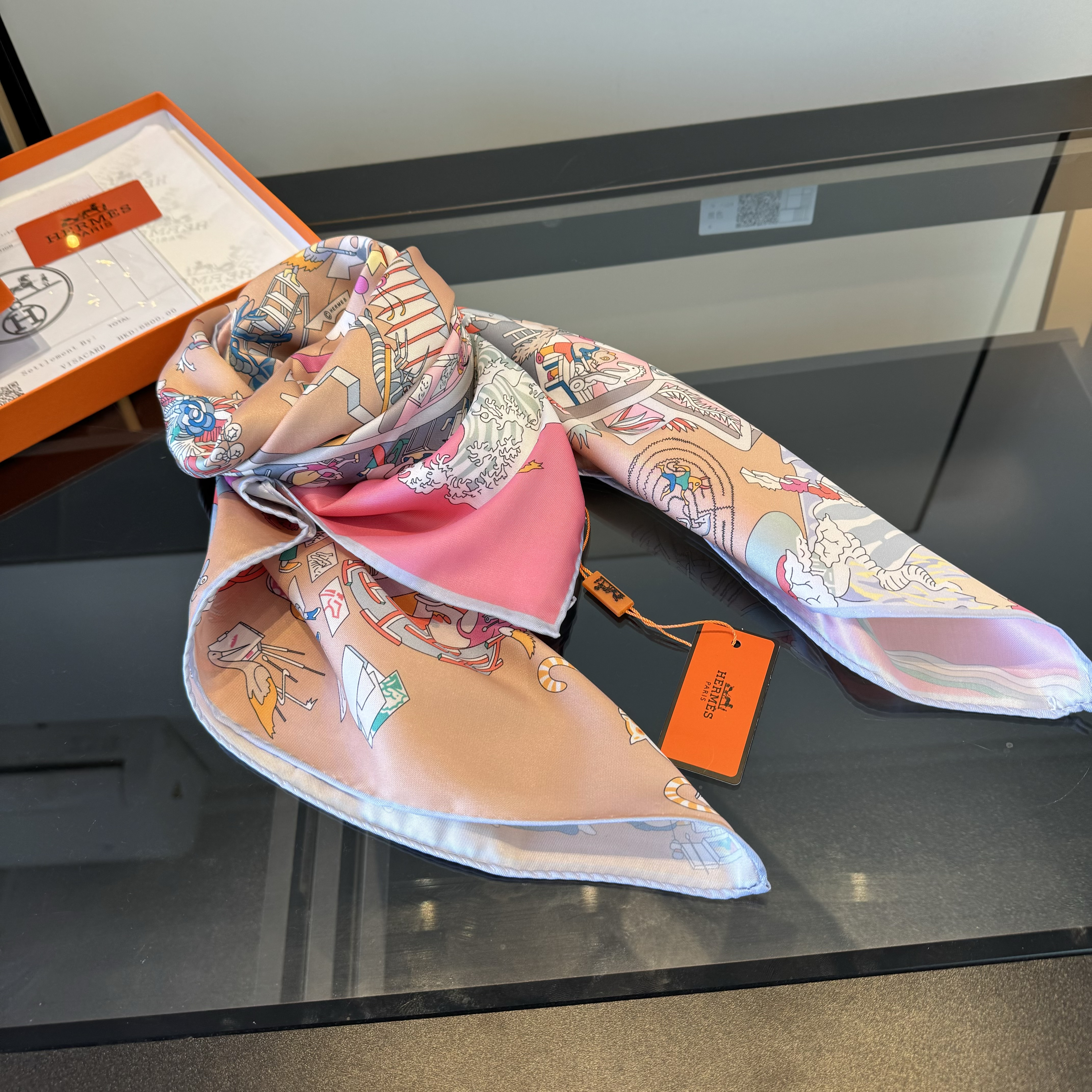 エルメス HERMES シルク アカデミア・イピカ ブラン スカーフ90  ジャン ヴェール  5色 - 画像 8
