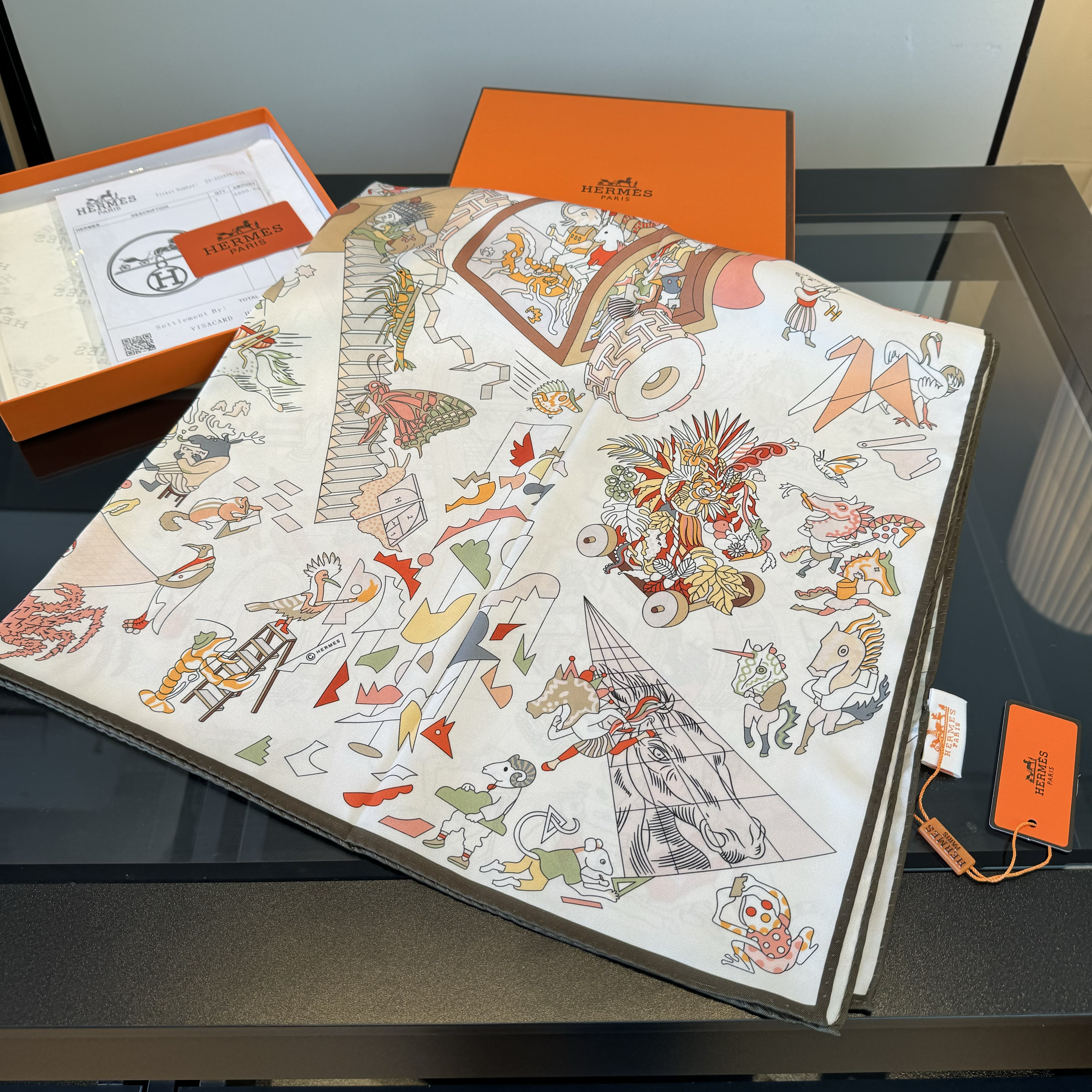 エルメス HERMES シルク アカデミア・イピカ ブラン スカーフ90 ジャン ヴェール 5色 - 画像 4